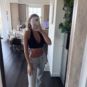 Xhilaration Black Lace Halter Bralette (Size Medium)